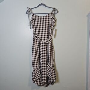 Dress The Population blk/wh checkered gingham ruffled dress.NWT. Size L.